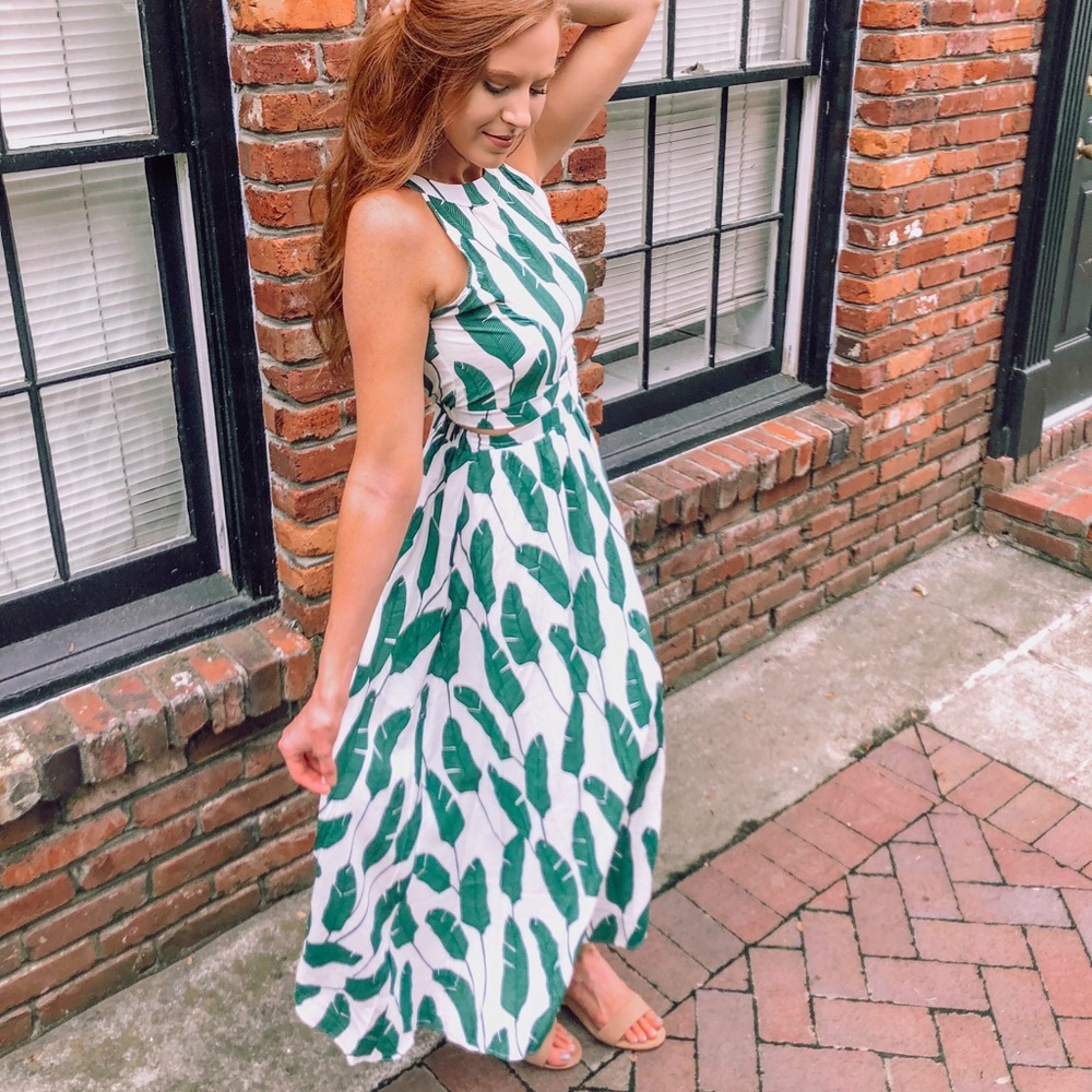 Summer Palm Leaf Dress